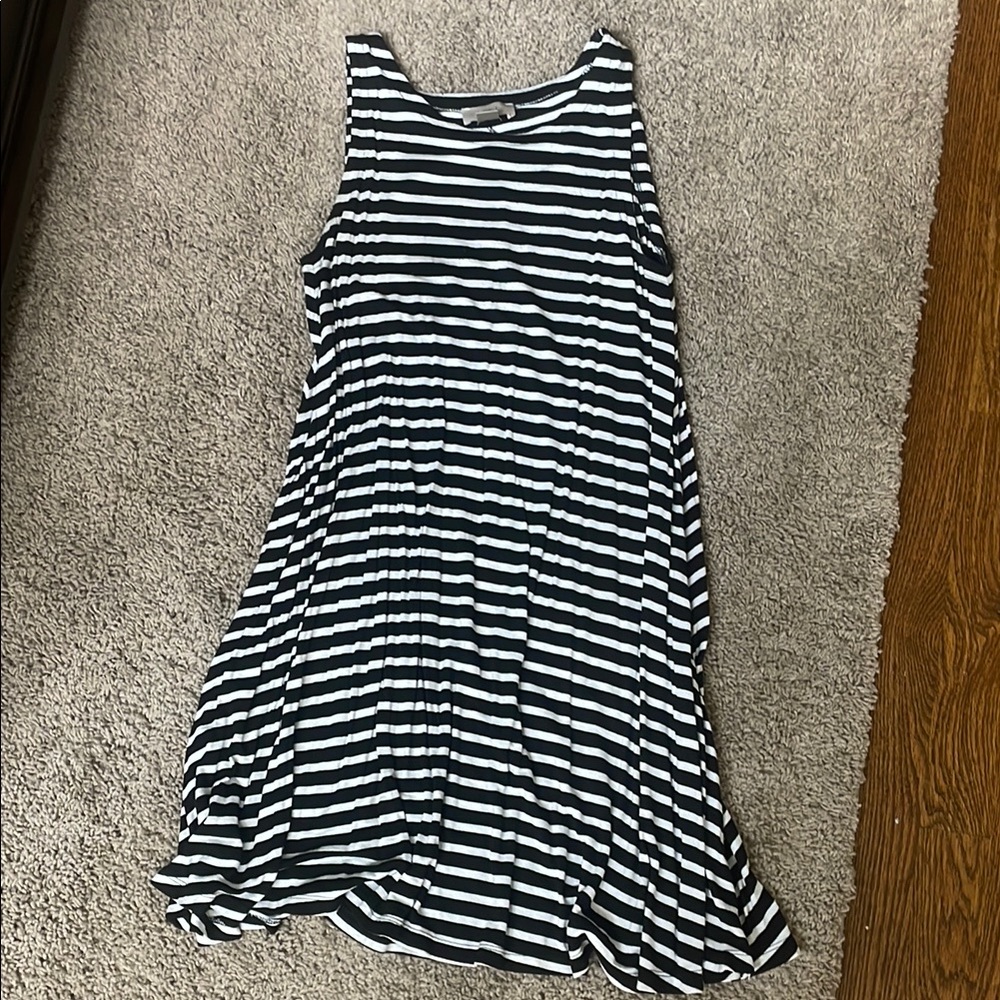 LOFT black/white striped sleeveless comfy Dress, XS
